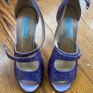 Betsey Johnson SB-SAGE Lilac Rhinestone Stiletto Heel Women's Dress Sandals